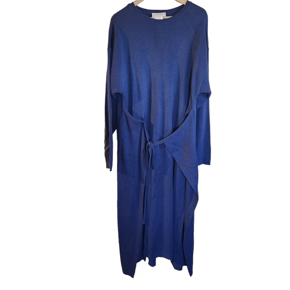 Vintage Linda Lundstrom dark academia Scandi-core knitted long-sleeve wrap dress - Picture 1 of 8